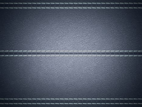 Dark Blue horizontal stitched leather background. Large resolution