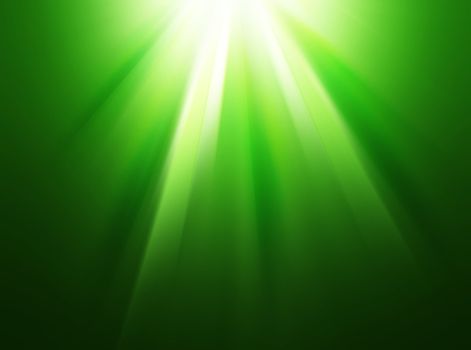 Green spring, abstract nature background. Soft green lights falling from top with gradients and motion blur effects.