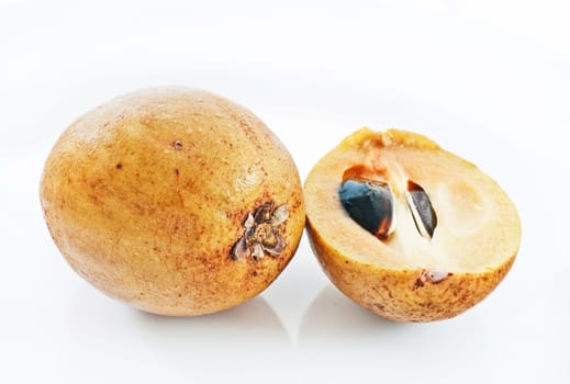 sapodilla cut detail on white background