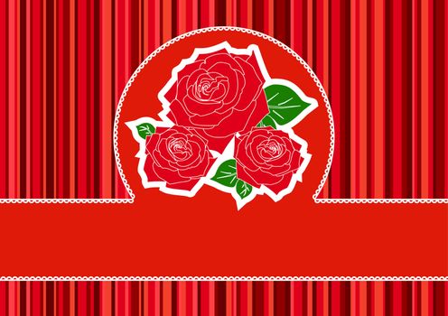 Greeting card with red roses vector illustration