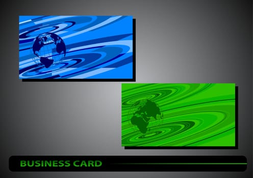 business card with a globe on a colored background