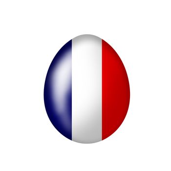Easter egg with a French flag on a white background