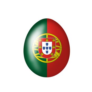 Easter egg with portugisischer flag on a white background