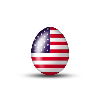 Easter egg with an American flag on a white background