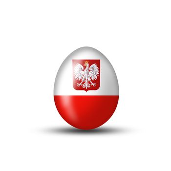 Easter egg with a Polish flag on a white background