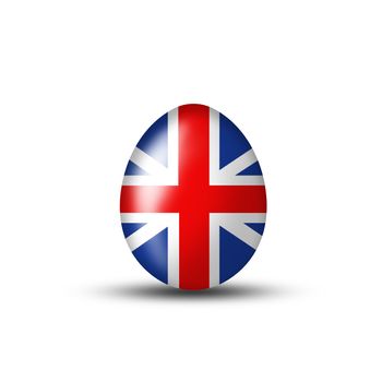 Easter egg with an English flag on a white background