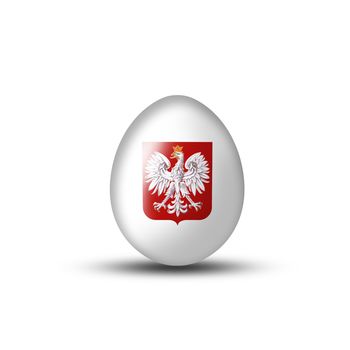 Easter egg with a Polish flag on a white background