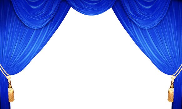blue curtain of a classical theater 
