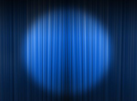 blue curtain of a classical theater 