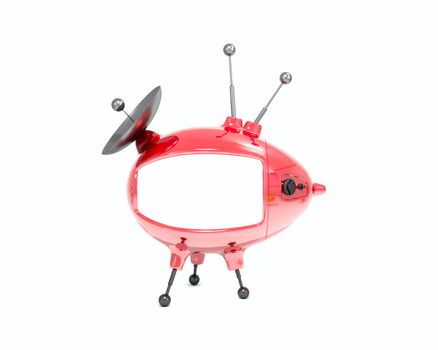 Abstract TV egg, cartoon design, red over white
