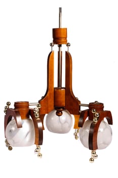 old wooden chandelier on a white background