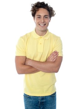 Portrait of young happy smiling man isolated on a white background