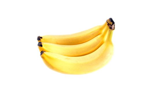 three banana photographed on a white background