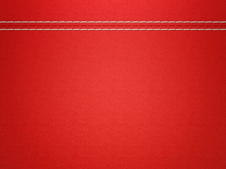 Stitched red leather background. Large resolution