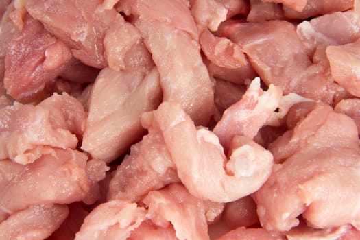 A closeup picture of cutted pork meat