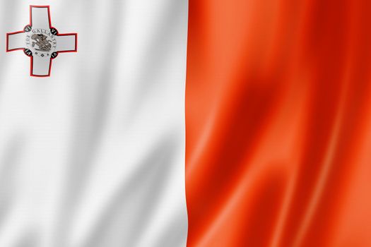 Malta flag, three dimensional render, satin texture