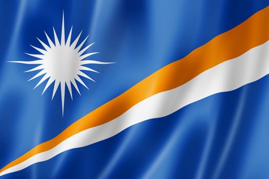 Marshall Islands flag, three dimensional render, satin texture