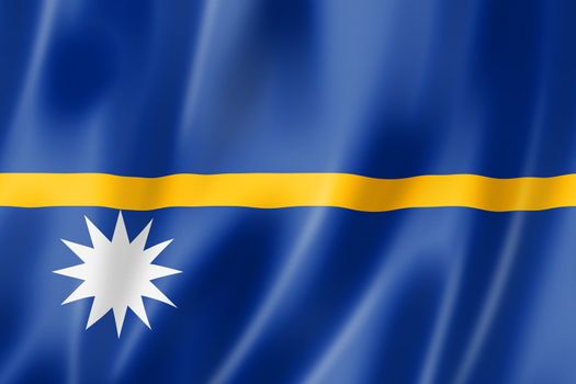 Nauru flag, three dimensional render, satin texture