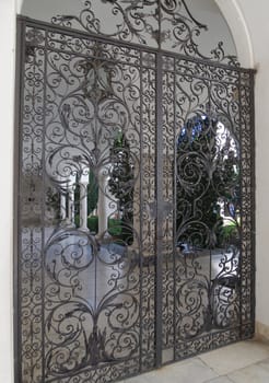 Iron-shod gates of Italian patio in Livadian Palace