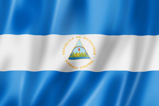 Nicaragua flag, three dimensional render, satin texture