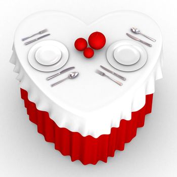 3d table in heart shape for romantic dinner