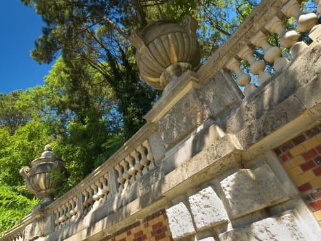 Old wall and architectureelements  in the park