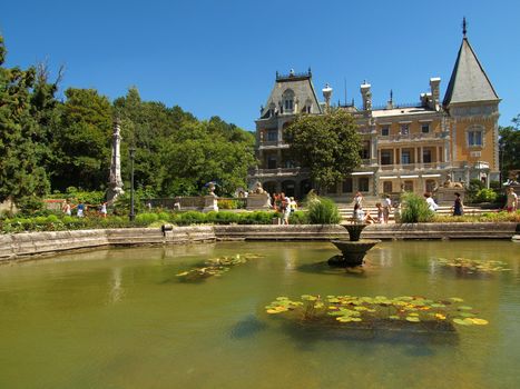 Pond near Massandra Palace in Yalta, Ukraine