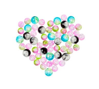 Set of beads for making jewelry heart-shaped. Isolated on white background