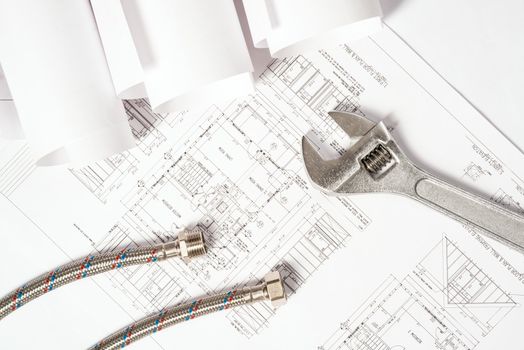 plumbing and drawings are on the desktop, workspace engineer