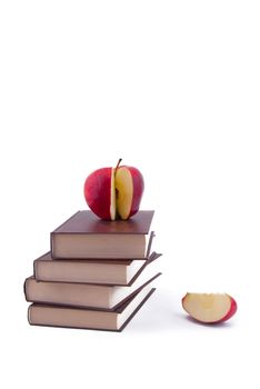 The tower of the books with apple