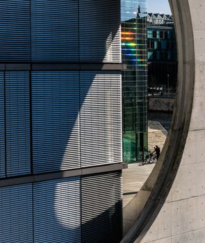 Marie-Elisabeth Lueders Haus in Berlin, detail with light effect.