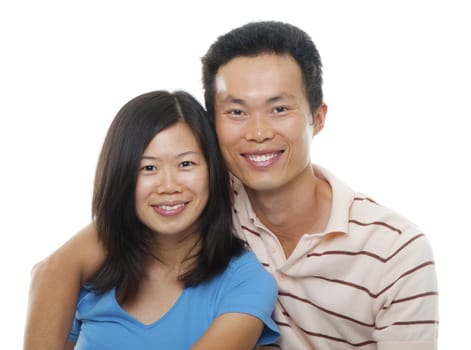 Loving Asian Couple on white background