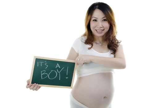 Pregnant lady with black board