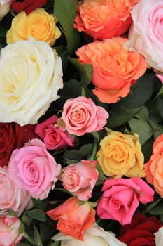 Mixed rose bouquet, big roses in bright colors