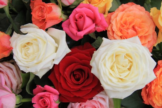 Mixed rose bouquet, big roses in bright colors