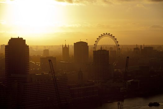 london skyline at sunset