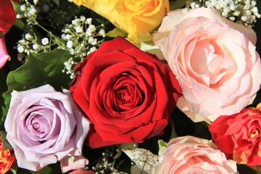 Mixed rose bouquet, big roses in bright colors