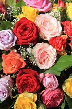 Mixed rose bouquet, big roses in bright colors