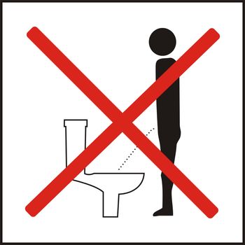 Incorrect position of urinating 3d public sign icon