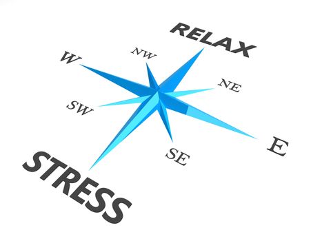 relax stress and relax words on compass conceptual image