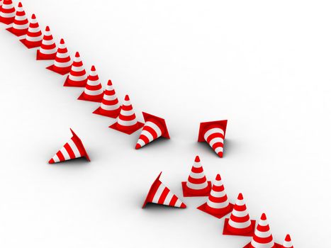 Traffic Cones. 3D illustration. Isolated, on white background