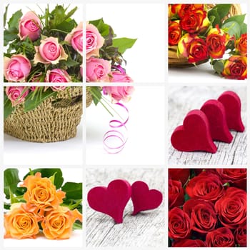 colourful roses and hearts - collage