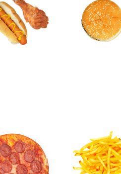 Fast food items with space for text or menu options