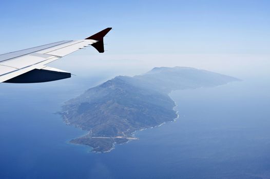 Aerial image of greek island Ikaria