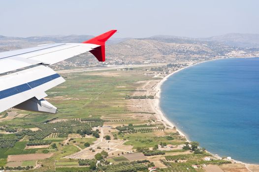 Aerial image of greek island Samos