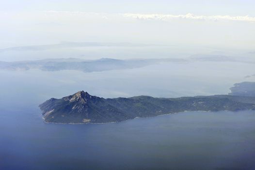 Aerial image of Mount Athos