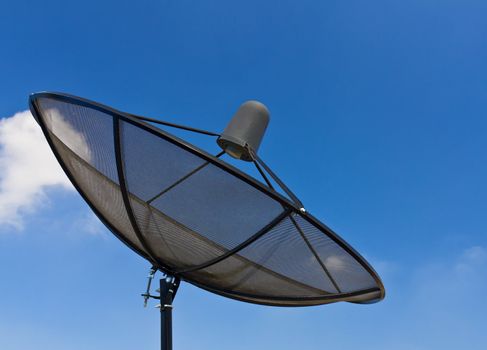 Satellite dish with blue sky