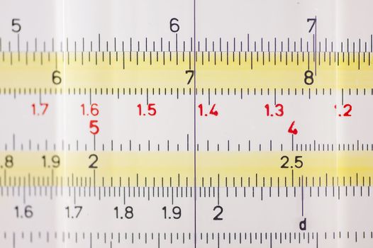 close up of a slide rule