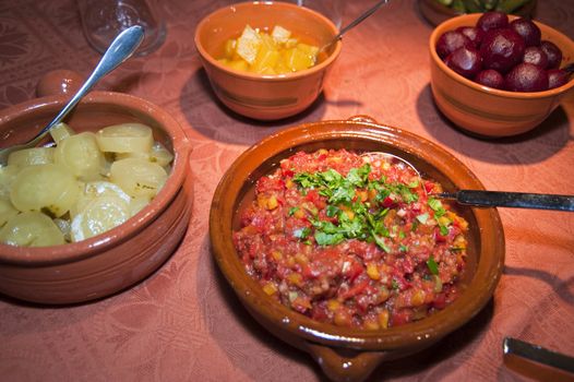 close up of a fondue dinner