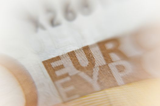 close up of an euro banknote
